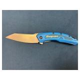 Snap-on and Kershaw Blue Folding Knife with Tanto