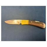 Gerber Folding Knife with Wood Handle and Brass Bo
