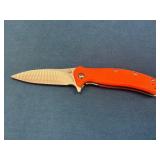Folding Knife with Orange Handle and Stainless Ste