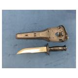 Military-Style Knife with Sheath and Metal Blade