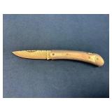 Damascus Steel Folding Knife with Decorative Handl