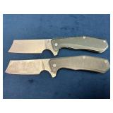 Two Gerber Cleaver Blade Folding Knives with Pocke
