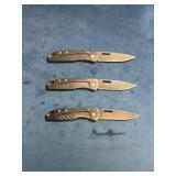 Three Gerber Folding Pocket Knives with Stainless