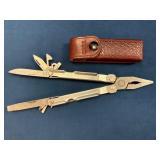 Leather Sheath and Multi-Tool Set with Pliers and