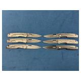 Six Folding Knives with Metal Handles