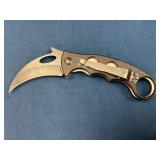 Foldable Karambit-Style Knife with Finger Ring and