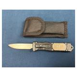 OTF Knife with Black Handle and Nylon Sheath