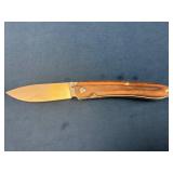Folding Pocket Knife with Wooden Handle and Stainl