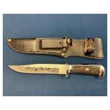Original Bowie Knife with Leather Sheath and Engra