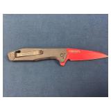 Gerber Folding Knife with Red Blade and Carbon Fib