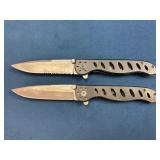 Two Gerber Folding Knives with Partially Serrated