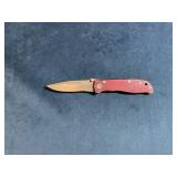 Folding Knife with Red Handle and Stainless Steel