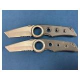 Two Folding Knives with Carbon Fiber Handles and S