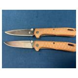 Two Gerber Folding Knives with Tan Handles
