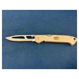 Brass Folding Knife with Serrated Blade