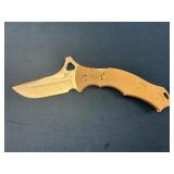 Benchmade Folding Knife with Tan Handle and Satin