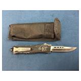 OTF Knife with Sheath and Engraved Handle