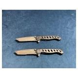 Folding Pocket Knives with Black Handles and Parti