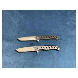 Two Folding Pocket Knives with Skeletonized Handle