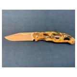 Gerber Folding Knife with Brown Textured Handle an