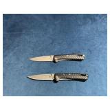 Folding Knives with Textured Handles and Pocket Cl
