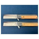 Two CRKT Folding Razel Knives with Wood Handles