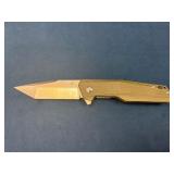 Folding Knife with Tanto Blade and Green Handle