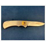 German-Made Steel Folding Knife with Brass-Tinted