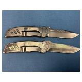 Two Gerber Folding Knives with Partially Serrated