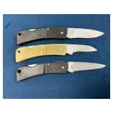 Three Gerber Folding Knives With Mixed Handle Colo