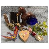 Small Home Decor Lot Featuring Assorted Figurines,