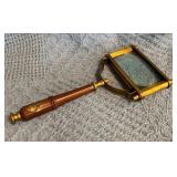 Vintage Magnifying Glass With Brass Frame and Wood