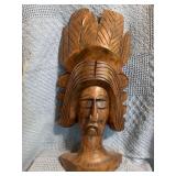 Carved Wood Mask, 23' Tall, with Leaf Motif