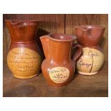 Three Spanish Earthenware Jugs with Handwritten De
