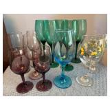 Variety of Colorful Wine Glasses in Mixed Designs