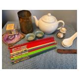 Tea and Dining Collection Including Teapot, Copper