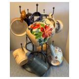 10 Mugs on a Metal Mug Holder