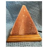 Pink Himalayan Salt Pyramid Lamp with Wooden Base