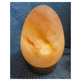 Egg-Shaped Pink Himalayan Salt Lamp with Wooden Ba