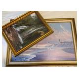 Two Framed Textured Photographic Prints: Waterfall