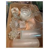 Glass Lot Including Candle Holders, Ashtrays, and