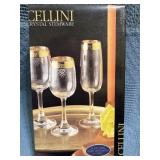 Cellini Champagne Flutes Painted with 24k Gold, Se