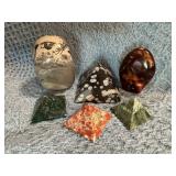 6 Stone Sculptures Featuring Polished and Carved D