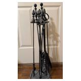 Various Iron Fireplace Tools with Decorative Handl