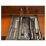 Kitchen Knives, Carving Set, Whisk, and Glass Crue