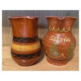 Two Spanish Earthenware Pitchers with Decorative M