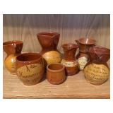 7 Small Earthenware Vessels with Regional Markings