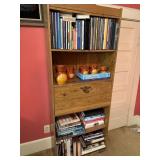 Wooden Bookshelf with Fold-Out Desk, 72' Tall and