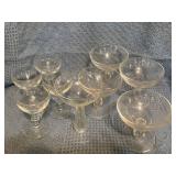 4 Heisey Lariat Champagne Coupes, 4 Cordial Glasse