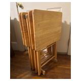 Four Wooden Folding Tables with Carrying Rack